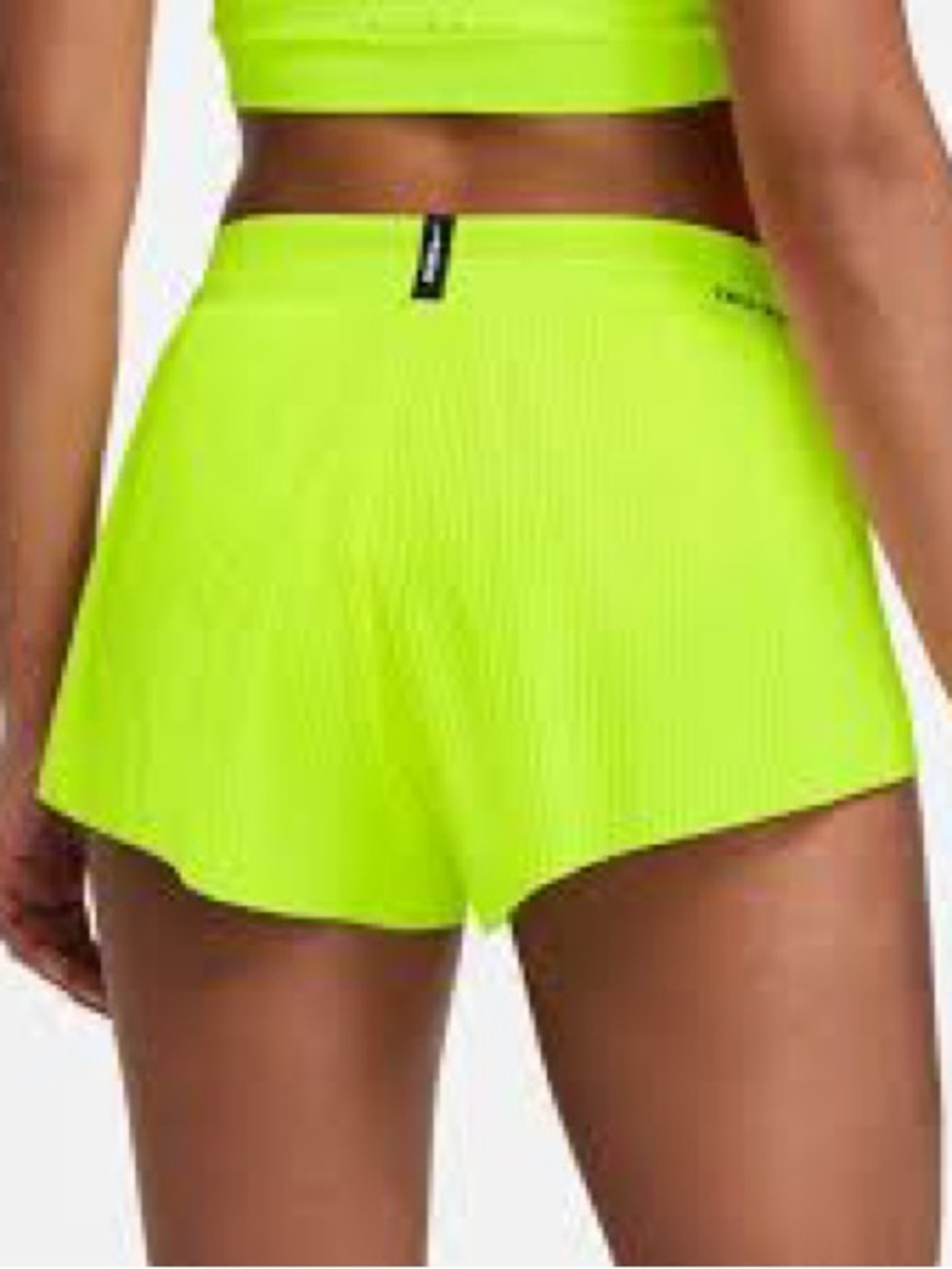 Nike Aeroswift Women's Neon Yellow Athletic Short with double nike Swoosh - Picture 3 of 16